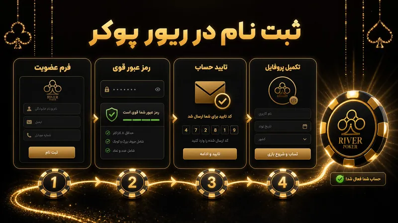 مراحل ساخت اکانت و ثبت نام ریور پوکر